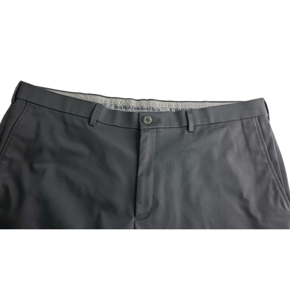 Haggar Mens Iron Free Premium Khaki‎ Classic Fit Grey Pants 40W x 30L